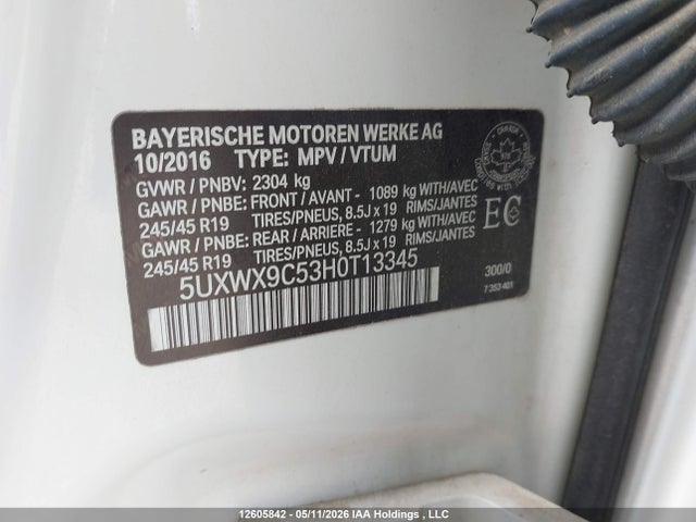 5UXWX9C53H0T13345 BMW X3 Xdrive28i