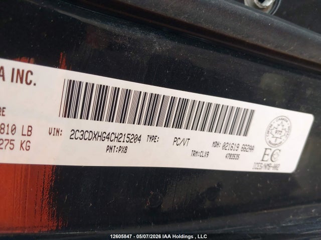 Aukcja sprzedaży 2012 Dodge Charger Sxt, vin: 2C3CDXHG4CH215204, numer aukcji: 12605847