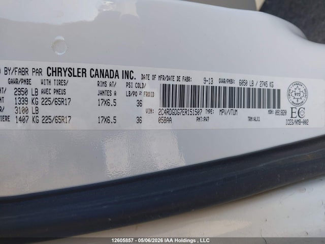 12605857 :رقم المزاد ، 2C4RDGDG7ER151507 vin ، 2014 Dodge Grand Caravan Crew مزاد بيع