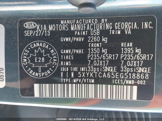 Продаж на аукціоні авто 2014 Kia Sorento Lx, vin: 5XYKTCA65EG518868, номер лоту: 12605860