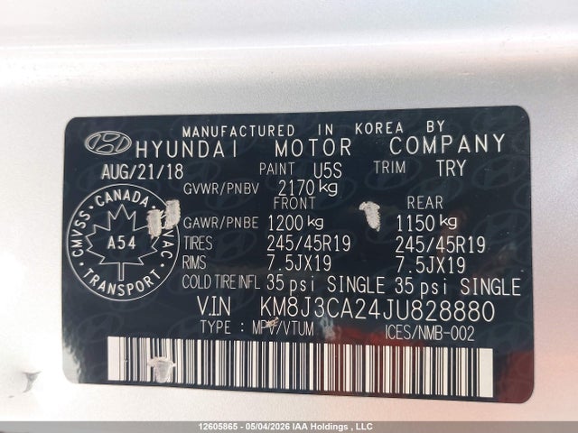 2018 Hyundai Tucson Se 1.6t მანქანა იყიდება აუქციონზე, vin: KM8J3CA24JU828880, აუქციონის ნომერი: 12605865
