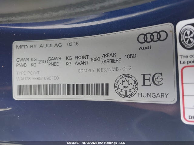 WAU78LFF8G1090150 Audi A3 2.0t Komfort