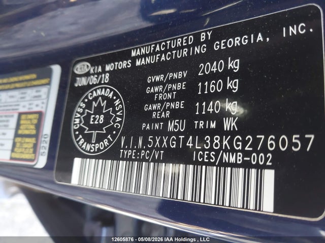 5XXGT4L38KG276057 KIA Optima Lx/lx+