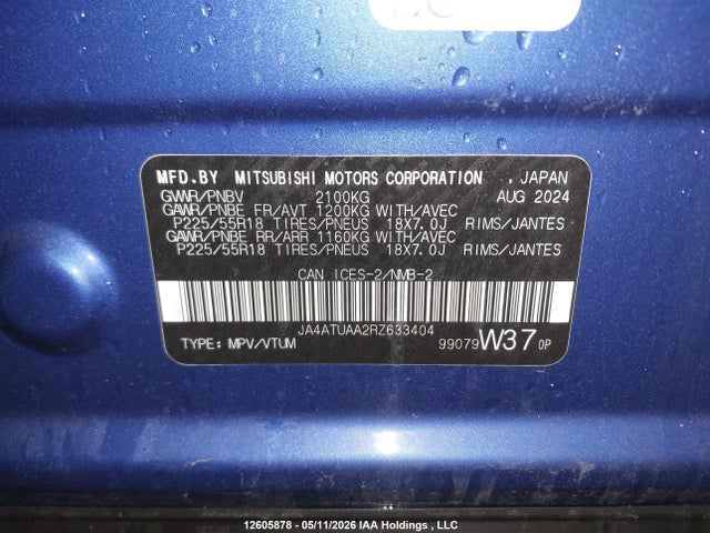 Aukcja sprzedaży 2024 Mitsubishi Eclipse Cross Es, vin: JA4ATUAA2RZ633404, numer aukcji: 12605878