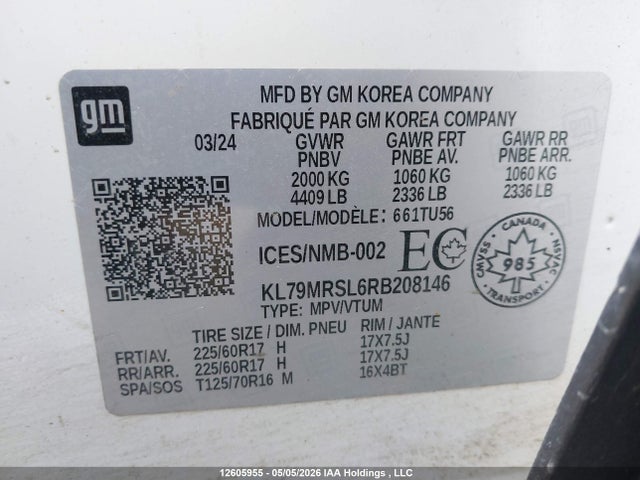 KL79MRSL6RB208146 Chevrolet Trailblazer Lt