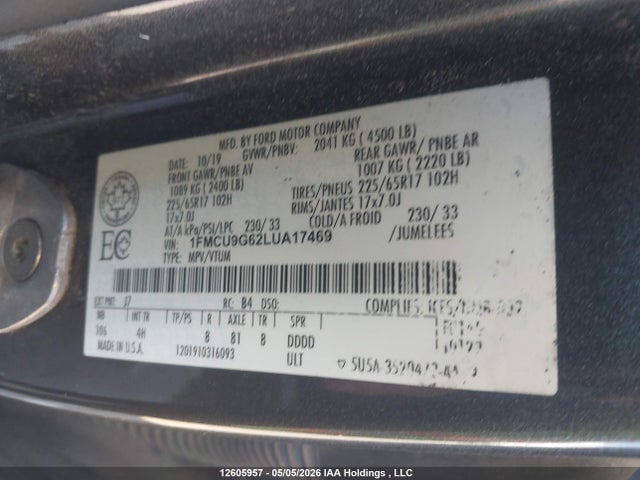 1FMCU9G62LUA17469 Ford ESCAPE SE