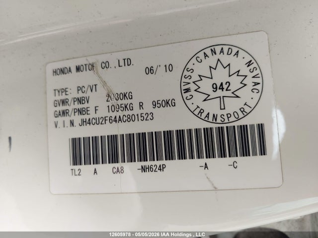 Продаж на аукціоні авто 2010 Acura Tsx, vin: JH4CU2F64AC801523, номер лоту: 12605978