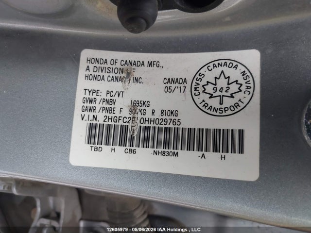 Honda Civic Lx 2017 2HGFC2F50HH029765 Image 9