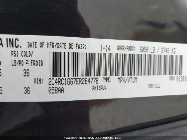 2C4RC1GG7ER284778 Chrysler Town &amp; Country Limited