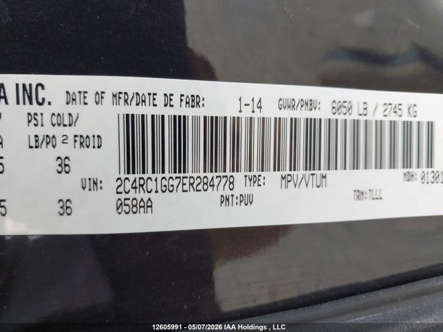 2C4RC1GG7ER284778 Chrysler Town &amp; Country Limited