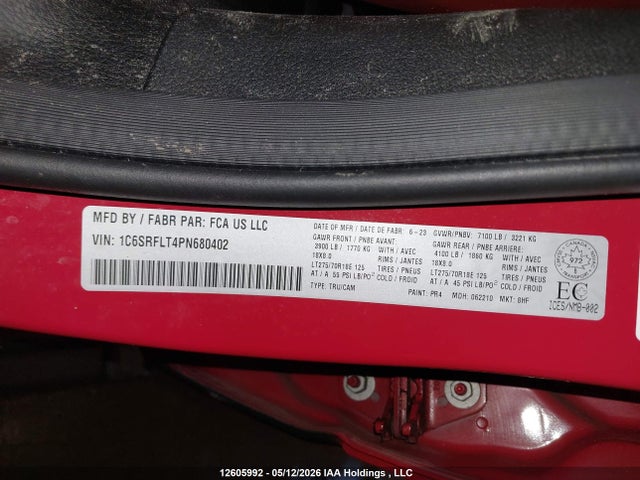Auction sale of the 2023 Ram 1500 Rebel, vin: 1C6SRFLT4PN680402, lot number: 12605992