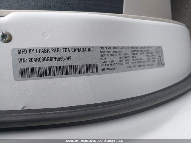 2023 Chrysler Pacifica Touring L მანქანა იყიდება აუქციონზე, vin: 2C4RC3BG6PR565749, აუქციონის ნომერი: 12605994