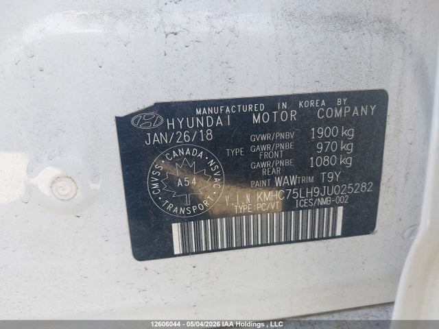 KMHC75LH9JU025282 Hyundai Ioniq Ev Se