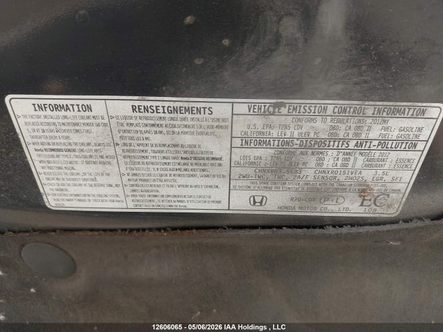 Aukcja sprzedaży 2012 Honda Accord Exl, vin: 1HGCP3F84CA800596, numer aukcji: 12606065