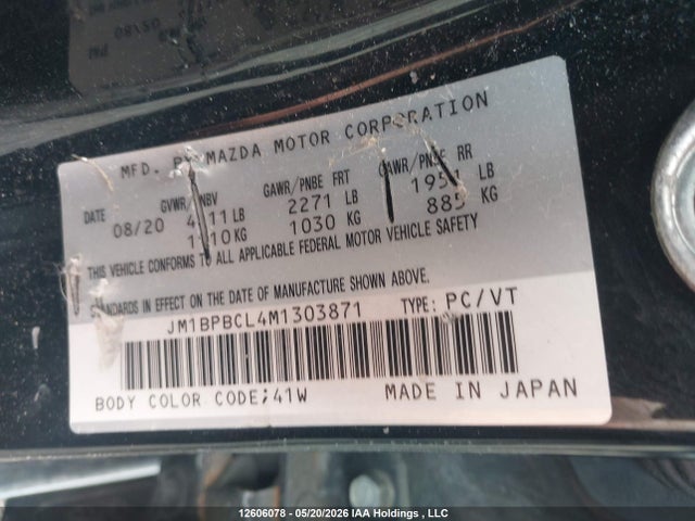 Продаж на аукціоні авто 2021 Mazda Mazda3 Gs, vin: JM1BPBCL4M1303871, номер лоту: 12606078