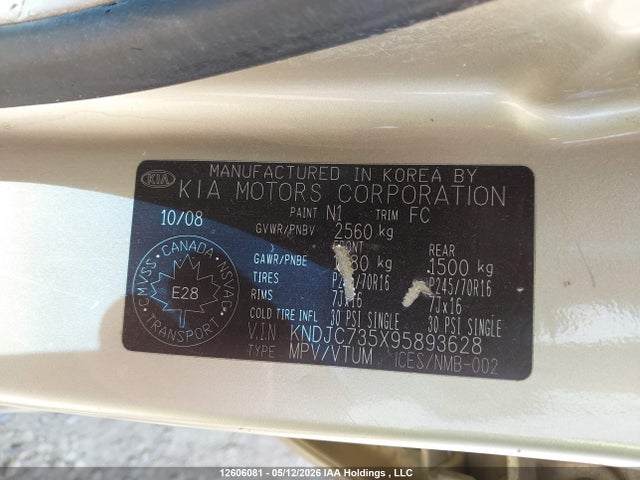 Продажа на аукционе авто 2009 Kia Sorento L/lx/lx Luxury, vin: KNDJC735X95893628, номер лота: 12606081