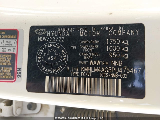 2023 Hyundai Elantra Sel მანქანა იყიდება აუქციონზე, vin: KMHLM4AG5PU475467, აუქციონის ნომერი: 12606099