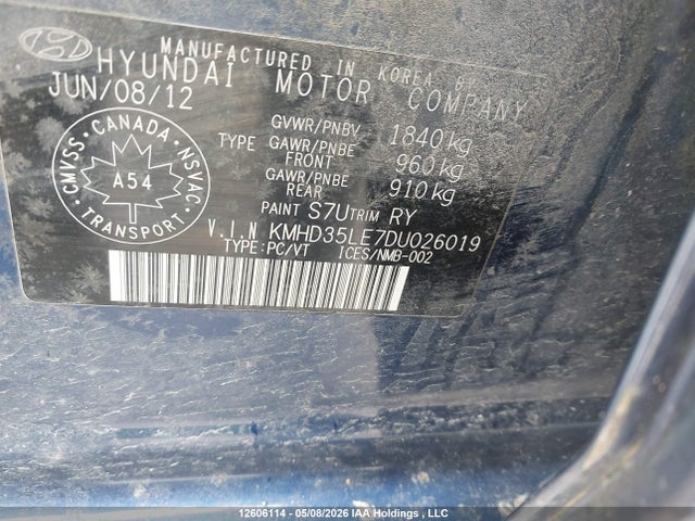 2013 Hyundai Elantra Gt მანქანა იყიდება აუქციონზე, vin: KMHD35LE7DU026019, აუქციონის ნომერი: 12606114