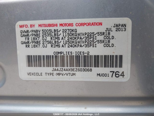 JA4JZ4AX9EZ603068 Mitsubishi OUTLANDER GT