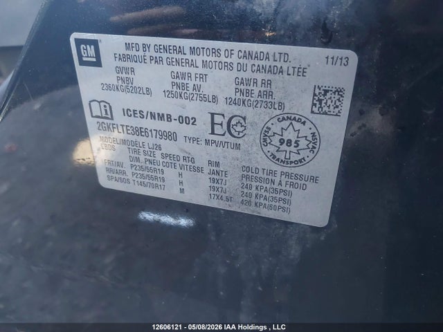 Продажа на аукционе авто 2014 Gmc Terrain Slt, vin: 2GKFLTE38E6179980, номер лота: 12606121
