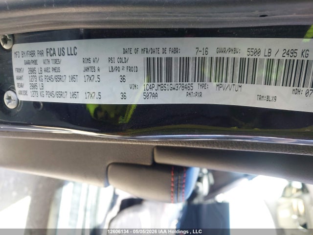 1C4PJMBS1GW378465 Jeep Cherokee Trailhawk