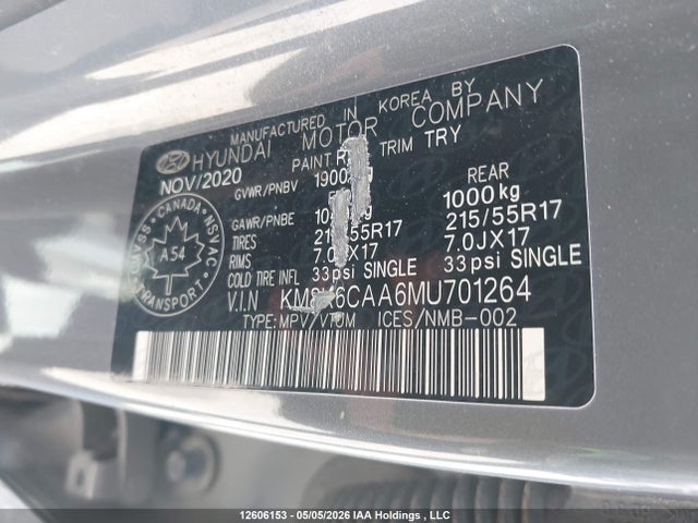2021 Hyundai Kona Sel Plus მანქანა იყიდება აუქციონზე, vin: KM8K6CAA6MU701264, აუქციონის ნომერი: 12606153
