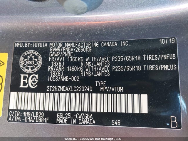 2T2HZMDAXLC220240 Lexus RX 350