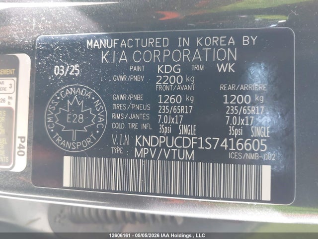 Aukcja sprzedaży 2025 Kia Sportage Lx/x-line, vin: KNDPUCDF1S7416605, numer aukcji: 12606161