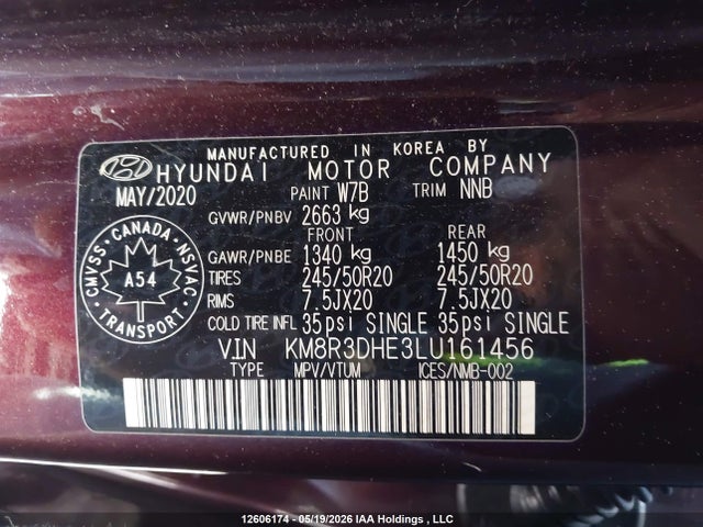 KM8R3DHE3LU161456 Hyundai Palisade