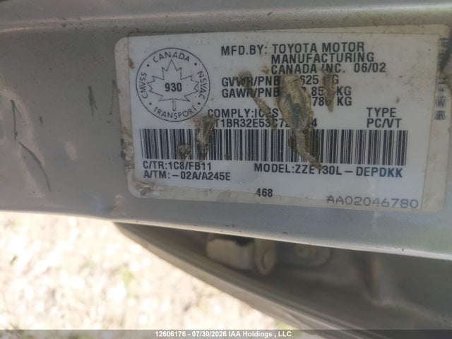 Продажа на аукционе авто 2003 Toyota Corolla Ce/le/sport, vin: 2T1BR32E53C725144, номер лота: 12606176