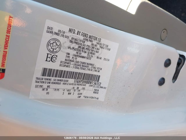 12606178 :رقم المزاد ، 1FAHP3HN8BW156552 vin ، 2011 Ford Focus Sel مزاد بيع