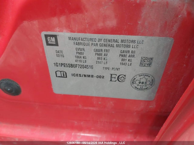 1G1PE5SB6F7204516 Chevrolet Cruze