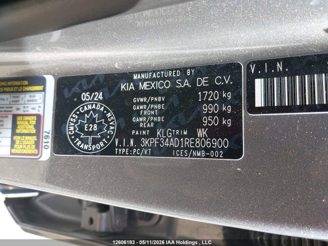 2024 Kia Forte Ex/ex+/ex Premium მანქანა იყიდება აუქციონზე, vin: 3KPF34AD1RE806900, აუქციონის ნომერი: 12606193