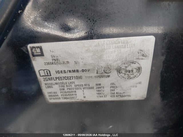 Продаж на аукціоні авто 2012 Chevrolet Equinox Lt, vin: 2GNFLPE57C6271090, номер лоту: 12606211