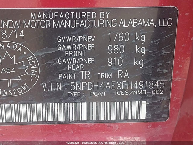 Aukcja sprzedaży 2014 Hyundai Elantra Se/sport/limited, vin: 5NPDH4AEXEH491845, numer aukcji: 12606224