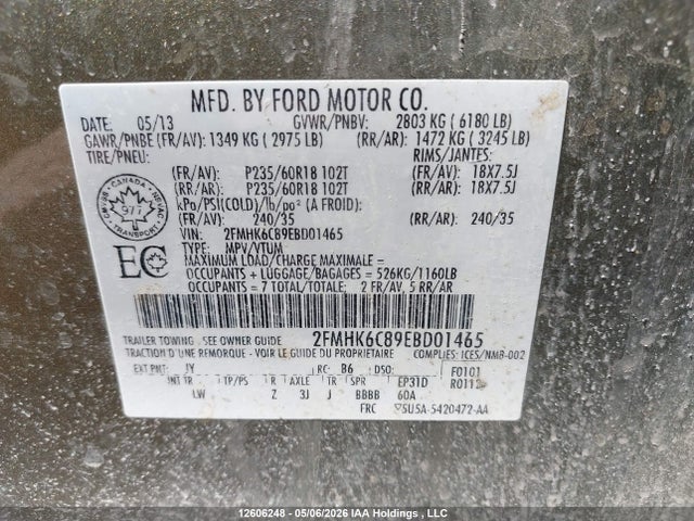 Продажа на аукционе авто 2014 Ford Flex Sel, vin: 2FMHK6C89EBD01465, номер лота: 12606248