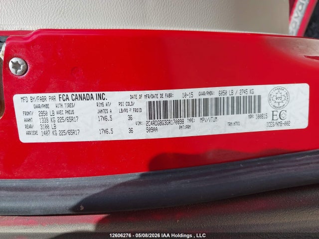 Aukcja sprzedaży 2016 Dodge Grand Caravan Se/sxt, vin: 2C4RDGBG3GR170898, numer aukcji: 12606276