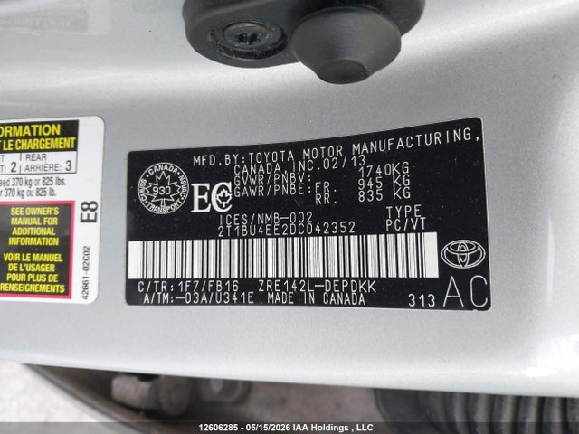 Продаж на аукціоні авто 2013 Toyota Corolla S/le, vin: 2T1BU4EE2DC042352, номер лоту: 12606285
