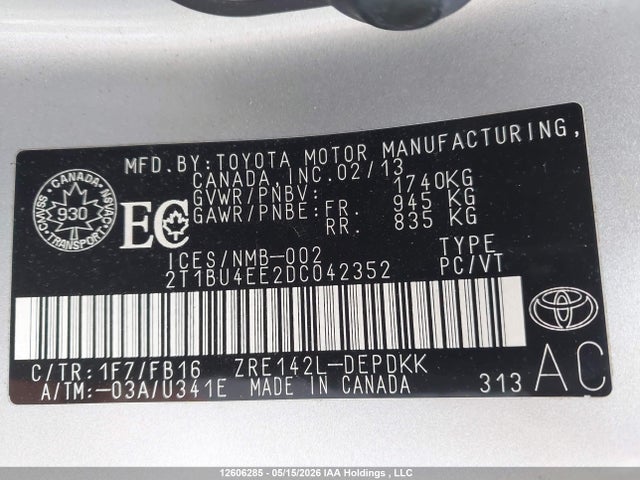 Продаж на аукціоні авто 2013 Toyota Corolla S/le, vin: 2T1BU4EE2DC042352, номер лоту: 12606285