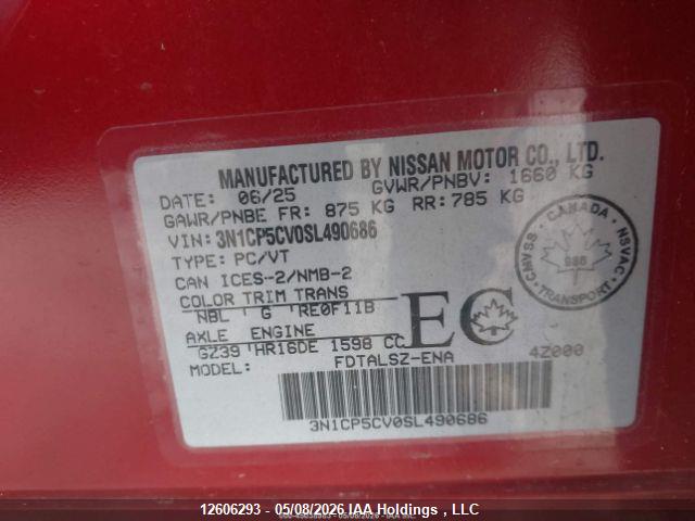 12606293 :رقم المزاد ، 3N1CP5CV0SL490686 vin ، 2025 Nissan Kicks Play Sv مزاد بيع