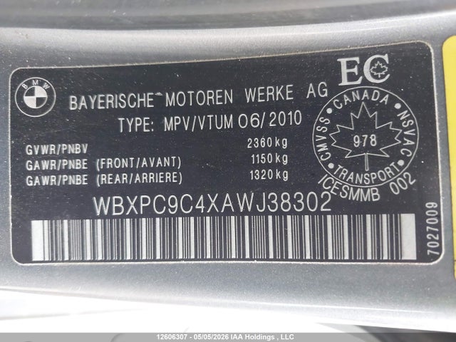 Продажа на аукционе авто 2010 Bmw X3 Xdrive30i, vin: WBXPC9C4XAWJ38302, номер лота: 12606307