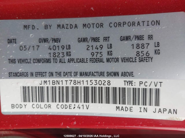 Продаж на аукціоні авто 2017 Mazda Mazda3 Se, vin: JM1BN1T78H1153028, номер лоту: 12588627