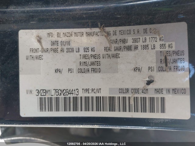 Продаж на аукціоні авто 2016 Mazda Mazda3 Gs, vin: 3MZBM1L76GM284413, номер лоту: 12592705