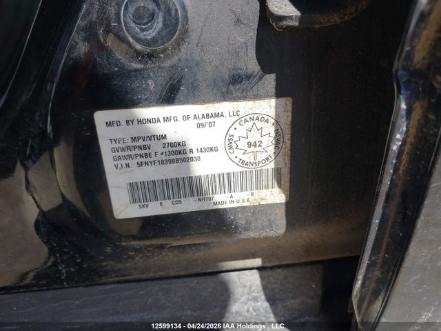 Aukcja sprzedaży 2008 Honda Pilot Se, vin: 5FNYF18398B502038, numer aukcji: 12599134