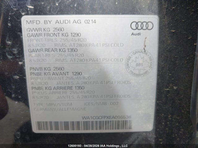 Продажа на аукционе авто 2014 Audi Q5 3.0 Progressiv, vin: WA1CGCFPXEA096536, номер лота: 12600193