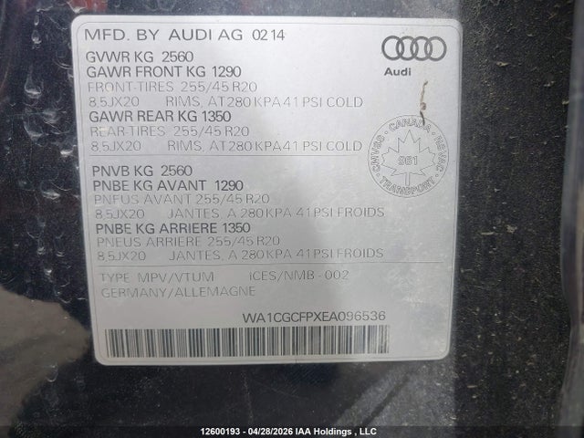 Продажа на аукционе авто 2014 Audi Q5 3.0 Progressiv, vin: WA1CGCFPXEA096536, номер лота: 12600193