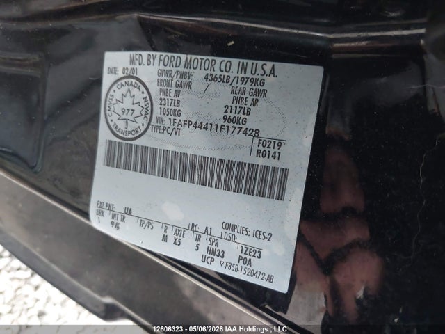 Продажа на аукционе авто 2001 Ford Mustang, vin: 1FAFP44411F177428, номер лота: 12606323
