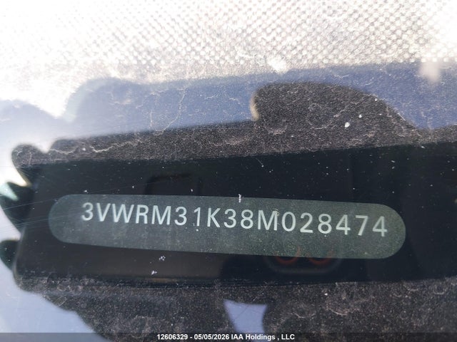 2008 Volkswagen Jetta 2.5l მანქანა იყიდება აუქციონზე, vin: 3VWRM31K38M028474, აუქციონის ნომერი: 12606329