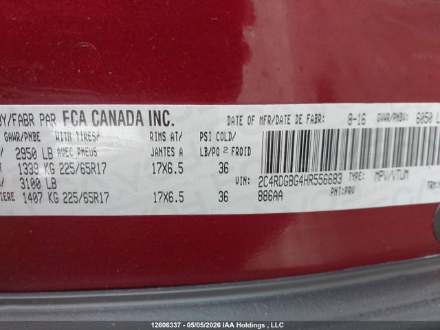 2C4RDGBG4HR556683 Dodge Grand Caravan Cvp/sxt