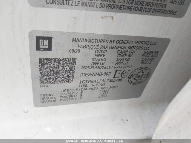 1GTR9AEF0LZ355749 GMC Sierra K1500